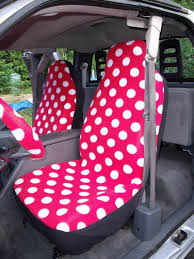 1 Set Of Red With White Dots Print Car Seat Covers And Steering Wheel Cover Custom Made Carseat Cover Sheepskin Car Seat Covers Car Accessories