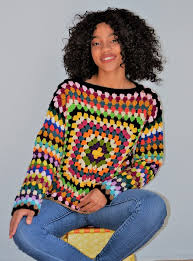 внимательно посмотрите на девушек в бикини что здесь не так Us Women S Size Medium Large Granny Square Pullover Etsy Crochet Fashion Sweater Crochet Pattern Granny Square Sweater