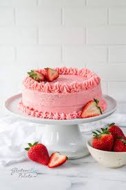 The strawberry puree lends itself to a more intense strawberry flavor. Gluten Free Strawberry Cake Several Frosting Options