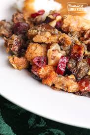 Watch your hands, it's hot. Cranberry Sausage Stuffing Favorite Family Recipes