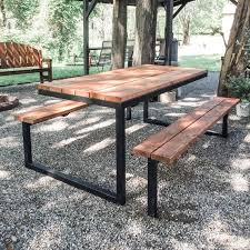 Diy Modern Industrial Picnic Table Plans 6ft Steel And Wood Etsy In 2020 Picnic Table Plans Picnic Table Diy Outdoor Table