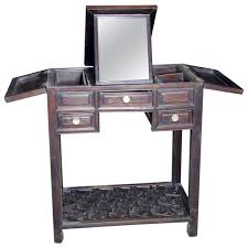 Types of dressing table seating. Chinese Vintage Dark Lacquered Wood Dressing Table With Mirror And Drawers For Sale At 1stdibs