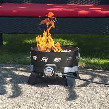 Sedona cast aluminum rectangular gas fire table 50,000 btu heat output covers included 18 lb clear fire. Paramount Campfire Portable Gas Fire Pit With Bear Pattern Costco