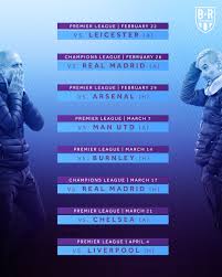 Man citymanchester city18:00aston villaaston villa. B R Football On Twitter Manchester City And Chelsea S Run Of Fixtures In 2020