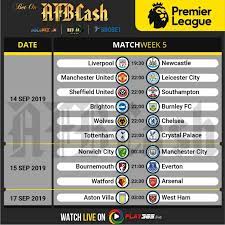 Pin On Premier League Schedule Fixture 2019 2020 Afbcash Football Betting Malaysia