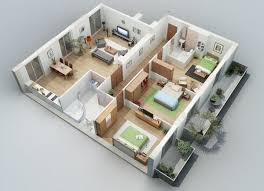 Apartment Designs Shown With Rendered 3d Floor Plans Small House Plans Bedroom House Plans House Floor Plans