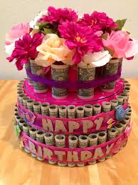 Gift Happy Birthday Cake And Flowers Dollar Bill Cake Creative Money Gifts Money Birthday Cake Money Cake