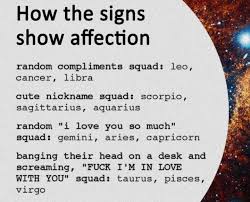 They crave love on an emotional level, so don't be afraid to shower them with affection. Zodiac Signs How The Signs Show Affection Wattpad