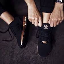 Adidas Nmd Womens Black And Gold Womens Adidas Zx Flux Black Copper Rose Gold Metallic Nmd Black Adidas Shoes Adidas Shoes Women Black Running Shoes
