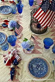 Long May She Wave Patriotic Tablescape Fourth Of July Decor 4th Of July Decorations Blue Table Settings