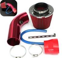 Air Intake Red Universal Cold System - Aluminum Pipe With Silicone Hoses  (Fits Most Cars) Intake Starter Kit