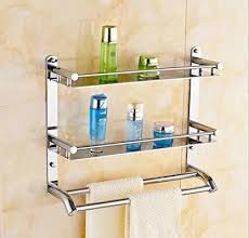 Save now with 0% off 16 inch gallery double glass shelf with towel bar. Antik 3 Tier Bathroom Shelf With Towel Holder Towel Hooks Stainless Steel Wall Shelf Price In India Buy Antik 3 Tier Bathroom Shelf With Towel Holder Towel Hooks Stainless Steel Wall Shelf Online