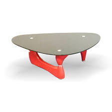 Red coffee, console, sofa & end tables : Noguchi Style Coffee Table Red Color With Black Glass Top