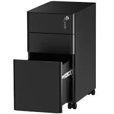 Get 5% in rewards with club o! Amazon Com Yitahome 3 Drawer Slim File Cabinet With Lock Mobile Metal Office Storage Filing Cabinet Legal Letter Size Pre Assembled File Cabinet Except Wheels Under Desk Black Office Products