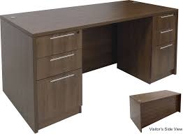 Product titletechni mobili classic computer desk with drawers, gr. Modern Walnut Rectangular Managers Desk W 6 Drawers
