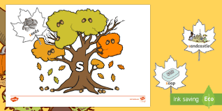 Listen to which phonetic sound you have to find and click all the circles with that sound in. Autumn Leaves And Trees Phase 2 Phonics Game Teacher Made