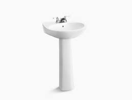pedestal lavatory with single faucet