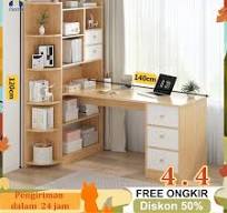 Best Product Ih Meja Kantormeja Belaja Sudut Dengan Rak Bukumeja
