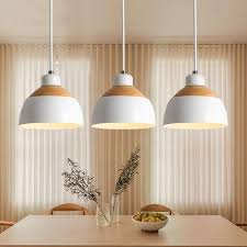 bhnujbt pendelleuchte vintage holz metall weiss pendellampe industrie e27 fassung 3 flammig hangeleuchte hohenverstellb lampe holz weiss beleuchtung decke lampe