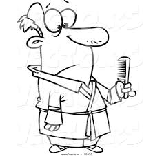 Comb coloring page coloringcrewcom template. Vector Of A Cartoon Man Holding A Comb Coloring Page Outline By Toonaday 15020