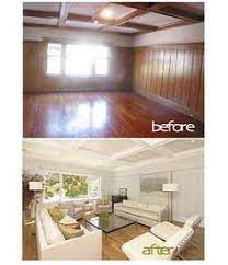 Next a primer is applied with a paintbrush and roller. Wood Paneling Paneling Makeover Home Wood Paneling Makeover