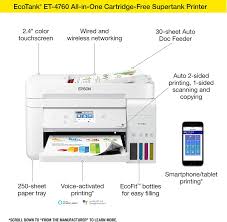 This utility allows you to scan from the control panel of your epson product. Amazon Com Epson Ecotank Et 4760 Wireless Color All In One Cartridge Free Supertank Printer With Scanner Copier Fax Adf And Ethernet White Large Renewed Electronics