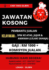 Fauzy ramley > ‎kerja kosong ipoh. Kekosongan Kerja Pembantu Chef Tako Taman Meru Ipoh Facebook