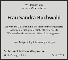 Traueranzeigen von Sandra Buchwald