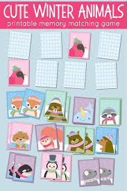 Winter Animal Matching Pairs Game Free Printable Memory Cards Card Games For Kids Free Games For Kids Memory Games For Kids