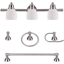 Awesome home depot recessed lighting 4 inch. Globe Electric Part 51229 Globe Electric Jayden 5 Piece Satin Nickel All In One Bathroom Vanity Light Set Vanity Lighting Home Depot Pro