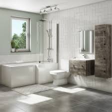 Boost your bathroom storage with our range of stylish and innovative toilet & vanity units. 1700mm L Shaped Bath Suite With 600mm Wall Hung Vanity Unit And Basin Toilet Right Hand Ashford Better Bathrooms