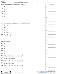 Multiplication Worksheets Understanding Exponents Worksheet Exponent Worksheets Exponents Math Expressions