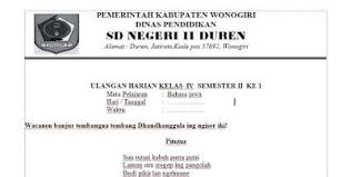 Soal ini juga sebagai persiapan untuk menghadapi ulangan tengah. Soal Dan Kunci Jawaban Ulangan Harian Bahasa Jawa Semester 2 Kelas 4 Wolupedia Bahasa Berkelas Kunci