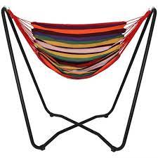Shop items you love at overstock, with free shipping on everything* and easy returns. Sunnydaze Hanging Rope Hammock Chair Swing With Space Saving Stand 330 Lb Weight Capacity Sunset Target