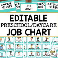 Editable Preschool Daycare Job Chart