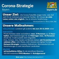 Nähere informationen siehe anhang (pdf). Markus Soder On Twitter Bayerns Corona Strategie Vorsicht Und Umsicht Der Lockdown Gilt Weiter Bis Ende Dezember Wir Reduzieren Kontakte Durch Mehr Entzerrung In Innenstadten Und Hochschulen In Hotspots Gilt Wechselunterricht Hilfsgelder Des