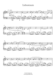 Piano Sheet Music Liebestraum No 3 Dream Of Love Easy Intermediate Level Liszt