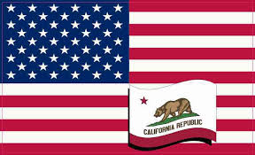 State flags, featuring a mighty grizzly bear in its center. 5in X 3in United States Of America And California Flag Magnet Patriotic Magnet Stickertalk