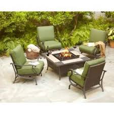 Or Maybe This One Hampton Bay Pembrey 5 Piece Patio Fire Pit Set With Moss Cushions Hd14211 At The Fire Pit Patio Set Patio Seating Sets Patio Accent Table