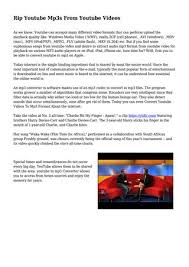 Rip Youtube Mp3s From Youtube Videos By Cleangadgetlabs Issuu