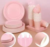 Amazon.com: durony 350 Pieces Pink Paper Dinnerware Set 7 ...