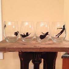 Pin By Heather May On My Tinkerbell Board Peter Pan Silhouette Peter Pan Wine Glass