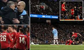 Manchester is red!🔴 man utd vs man city 2020 (parody goals highlights song martial mctominay). Man City 0 1 Manchester United 3 2 On Aggregate Guardiola S Men Reach Carabao Cup Final Daily Mail Online