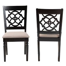 Baxton Studio Renaud Sand And Dark Brown Fabric Dining Chair Set Of 2 165 2pc10535 Hd The Home Depot
