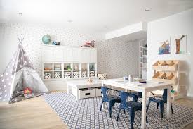 Love the bench seat under the window blinds as a space for their stuffed animals. Craft Area Homeschool Space Inspiration The Small Things Blog