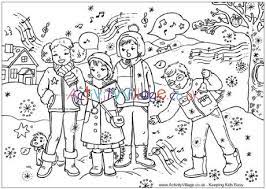 There is a mix of difficulty, from cute pictures for toddlers … Carol Singers Colouring Page