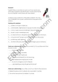 Working With Macbeth Esl Worksheet By 121069
