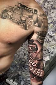 Vintage American Theme Sleeve Tattoo Inkstylemag Sleeve Tattoos Rockabilly Tattoo Sleeve Hot Rod Tattoo