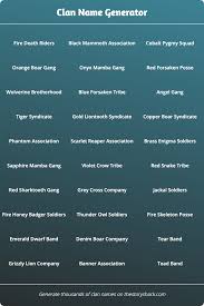 This product may contain naughty words. Clan Name Generator 1000s Of Random Clan Names