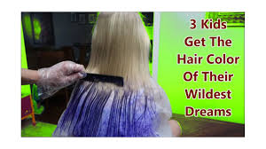 These temporary colors just coat the hair shaft and do not penetrate it as a dye would,. 3 Kids Get The Hair Color Of Their Wildest Dreams How To Do Peek A Boo Hair Youtube